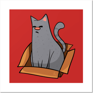 Russian Blue Cat in a Box Design Posters and Art